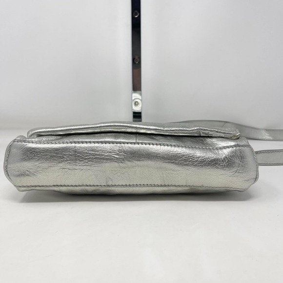 Lucky Brand Koda Crossbody Silver Metallic Topanga Leather Flashy Shiny Party - Picture 9 of 15